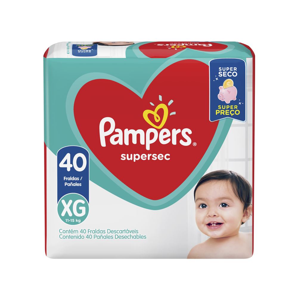 Fralda Pampers Super Sec Mega XG 40 unidades - Soares Atacado Distribuidor