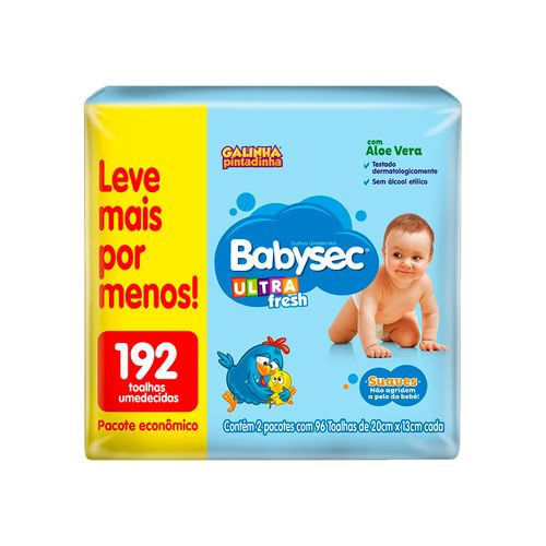 Lenço Umedecido Babysec Galinha Pintadinha UltraFresh 192 unidades